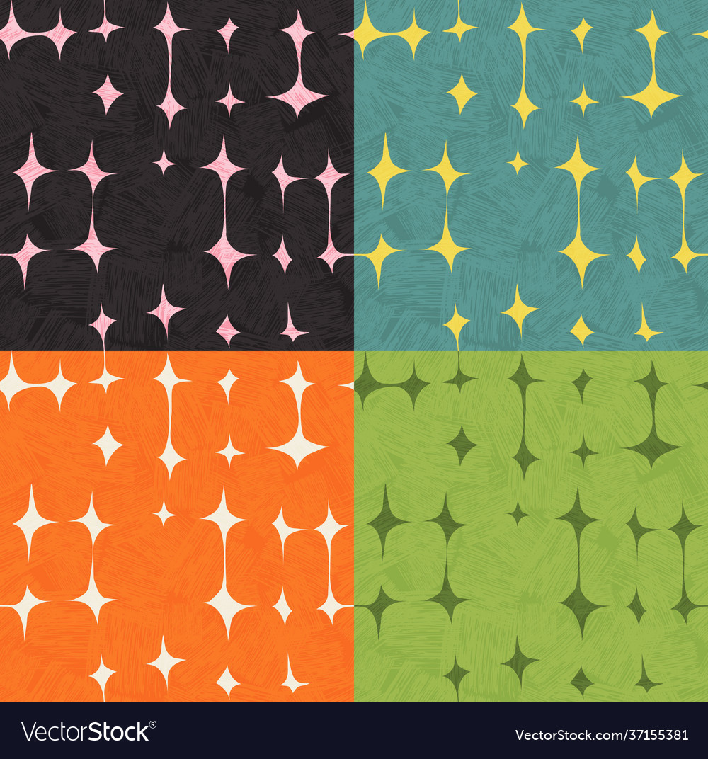 Seamless abstract mid century modern pattern set vector image Seamless abstract mid century modern pattern set