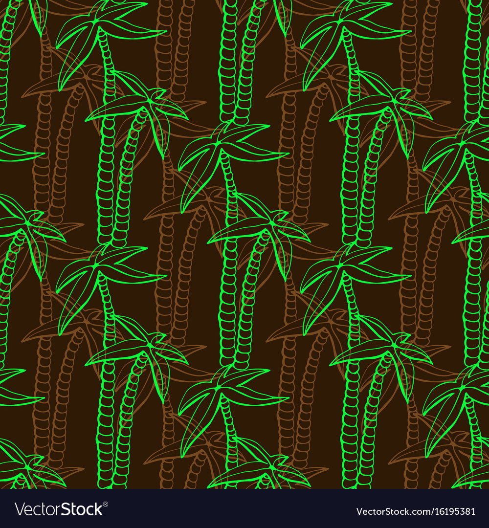 Seamless exotic pattern with palms on dark