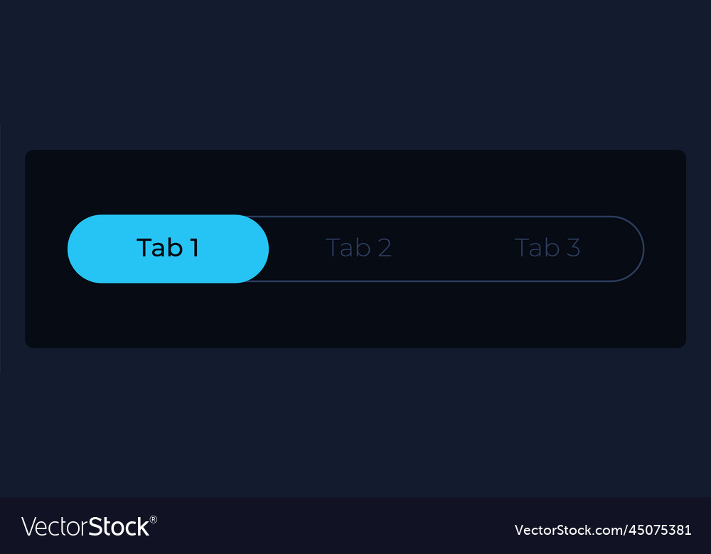 Selected first tab in menu ui element template vector image Selected first tab in menu ui element template