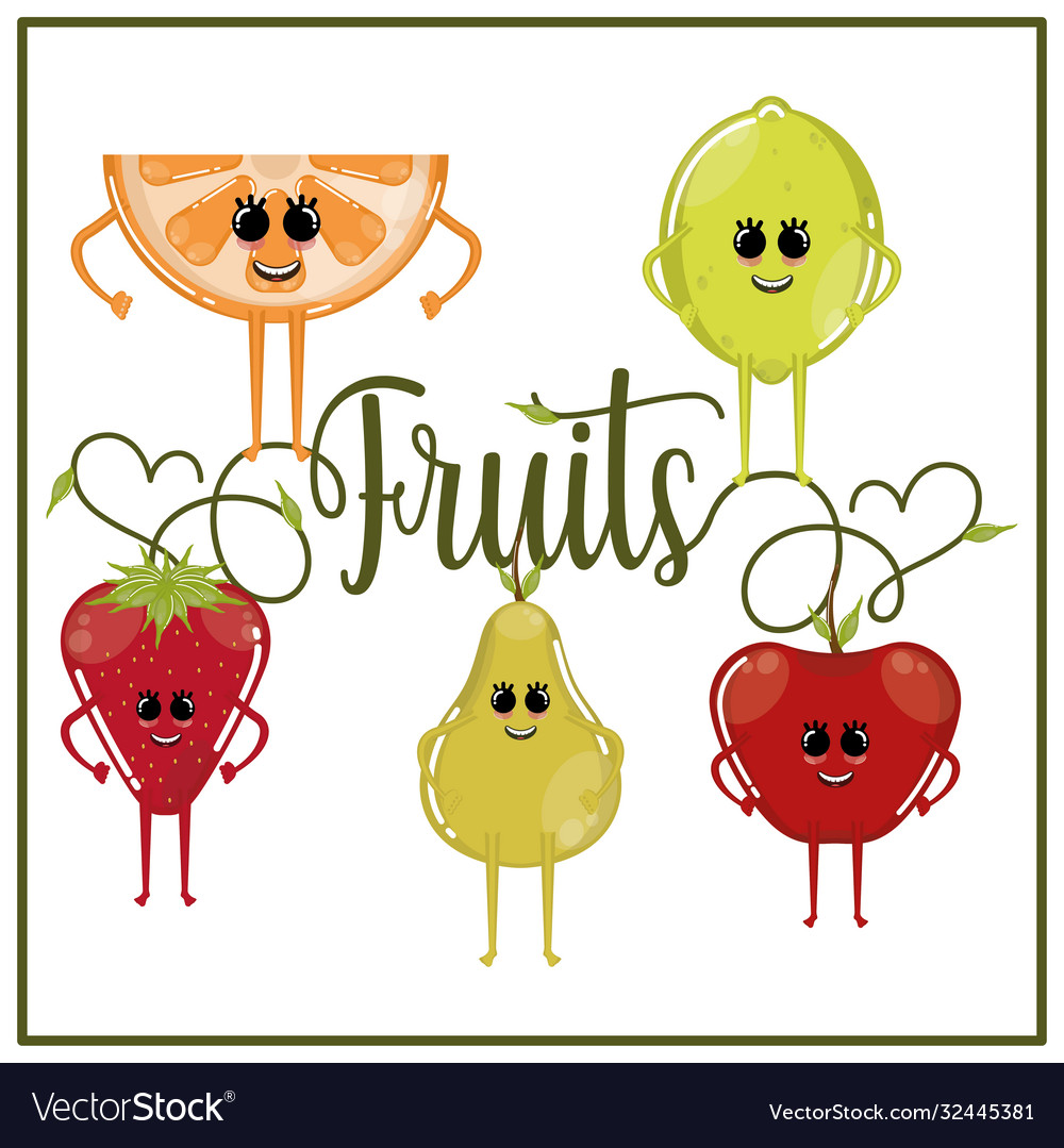 Set cartoon fruits