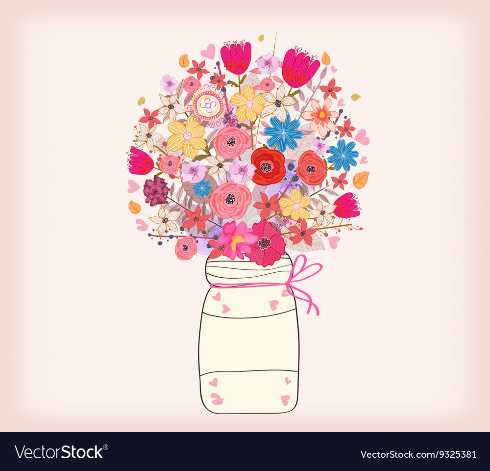 Watercolor painting bunch of flowers in a vase