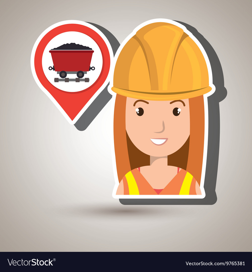 Woman and mining isolated icon design