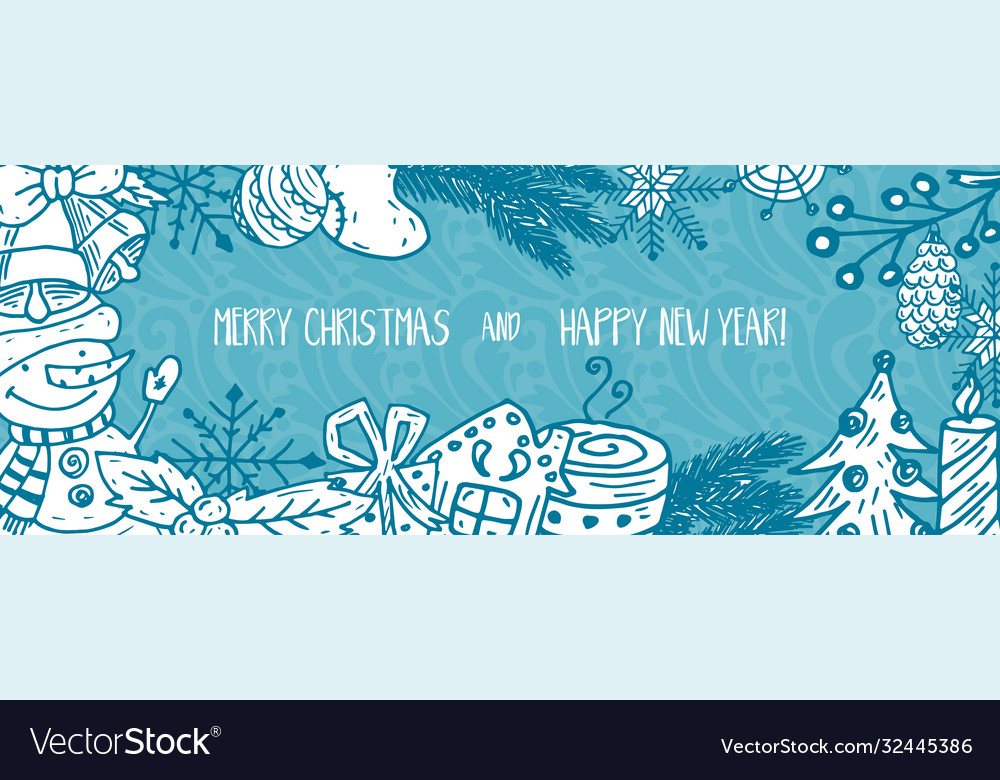 Cartoon banner for holiday theme on winter