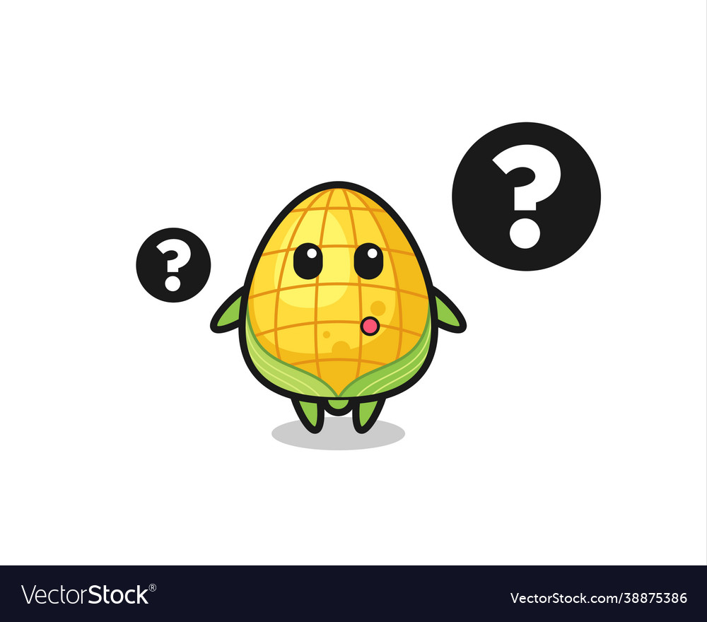 Cartoon corn with question mark Royalty Free Vector Image
