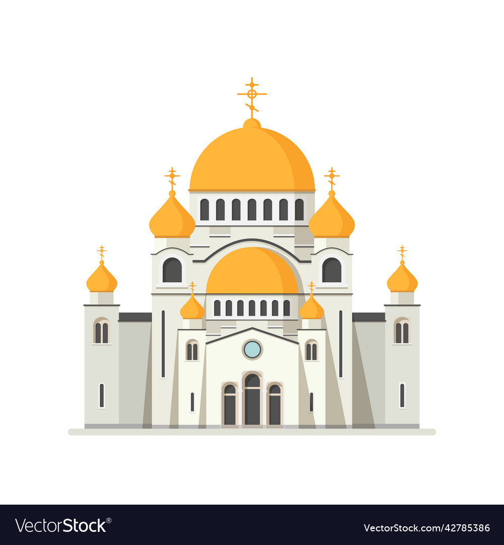 Church or temple with golden domes icon Royalty Free Vector