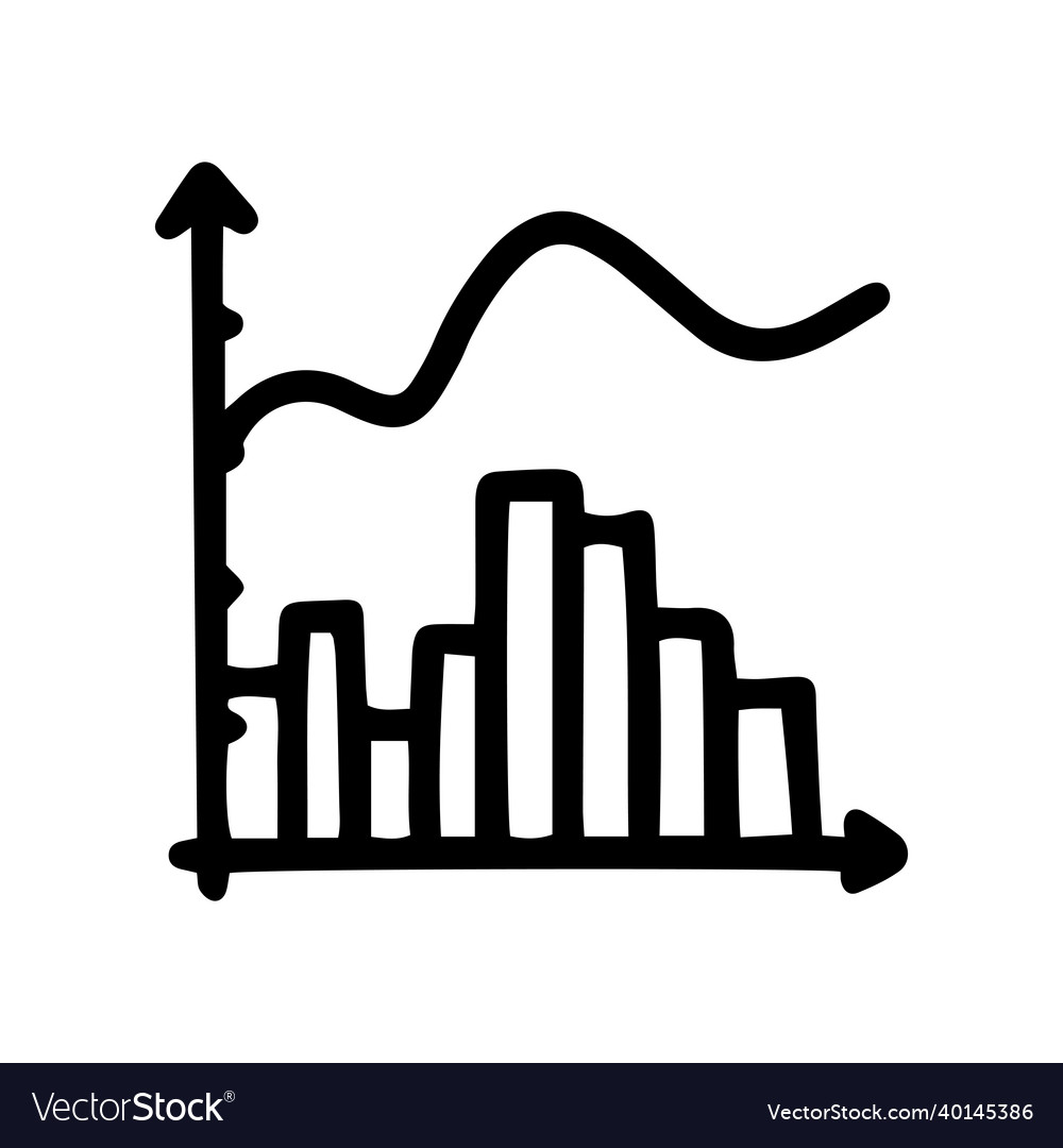 Combination chart line doodle simple icon vector image Combination chart line doodle simple icon