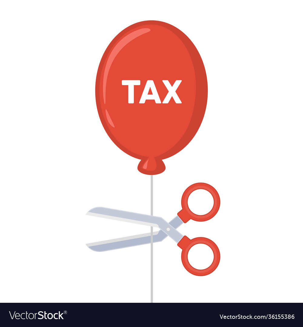 Cutting tax balloon string with scissors vector image Cutting tax balloon string with scissors