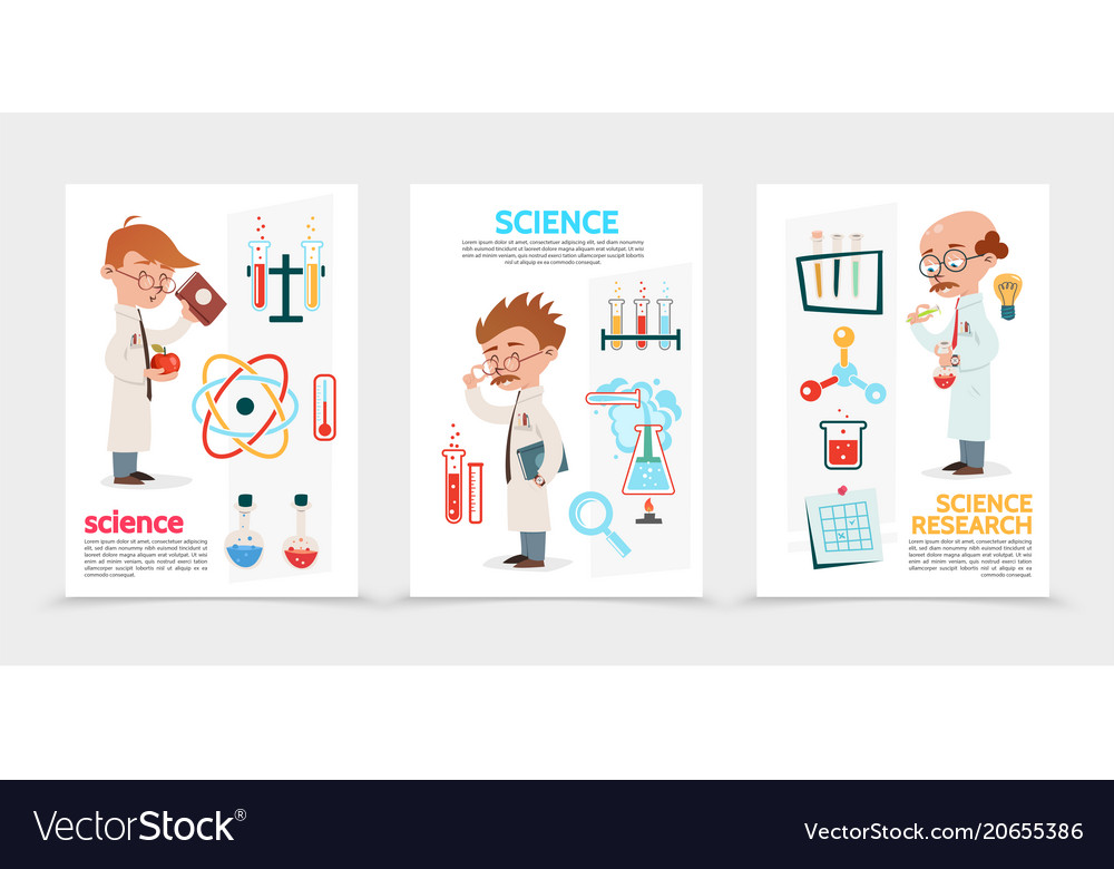 flat scientific research posters royalty free vector image science research posters