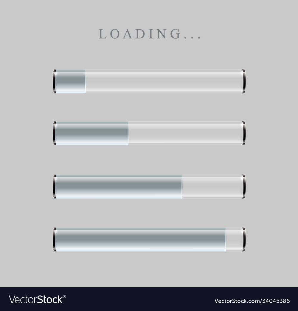 Gray loading bars set with shine vector image Gray loading bars set with shine