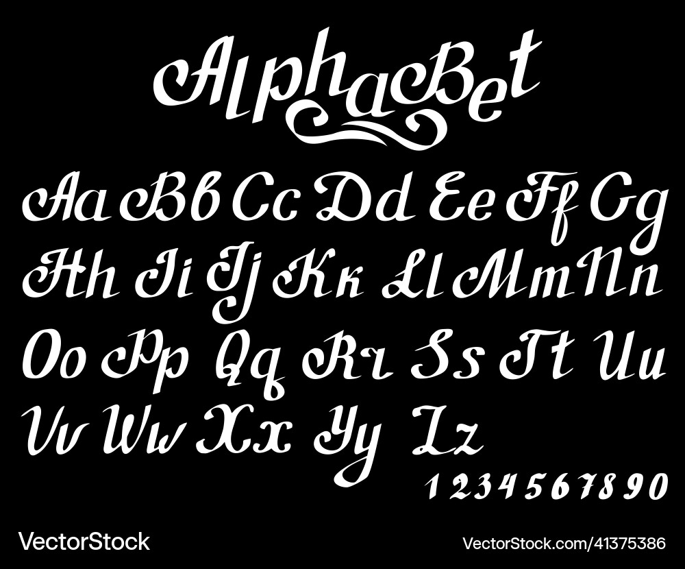 Handwritten calligraphy quote font - letters Vector Image