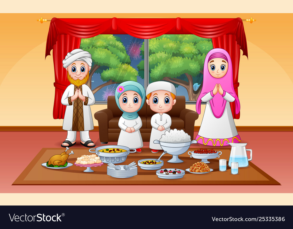 Iftar on holy month ramadan with muslim family