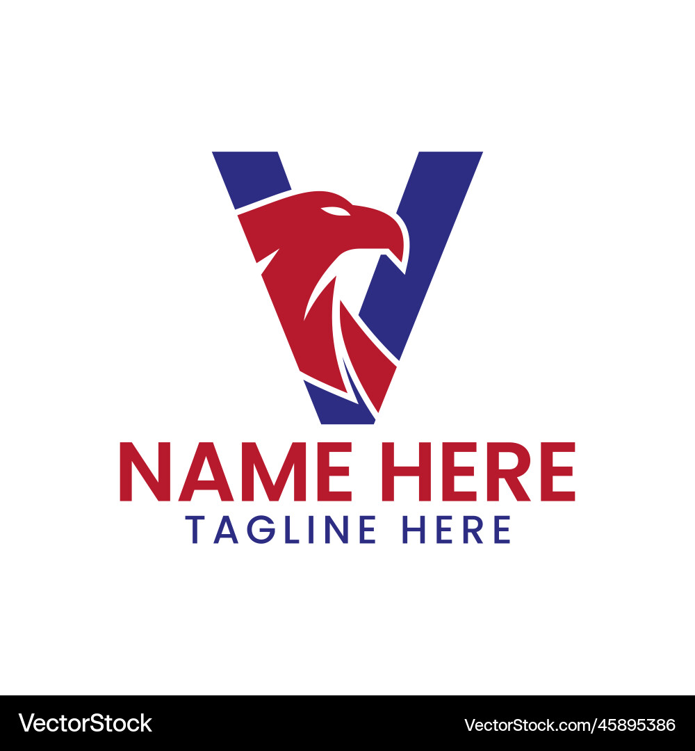 Letter v eagle logo design template Royalty Free Vector