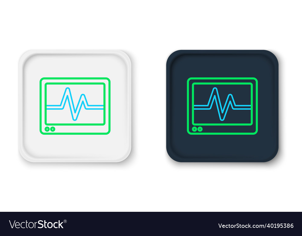 Line computer monitor with cardiogram icon vector image Line computer monitor with cardiogram icon