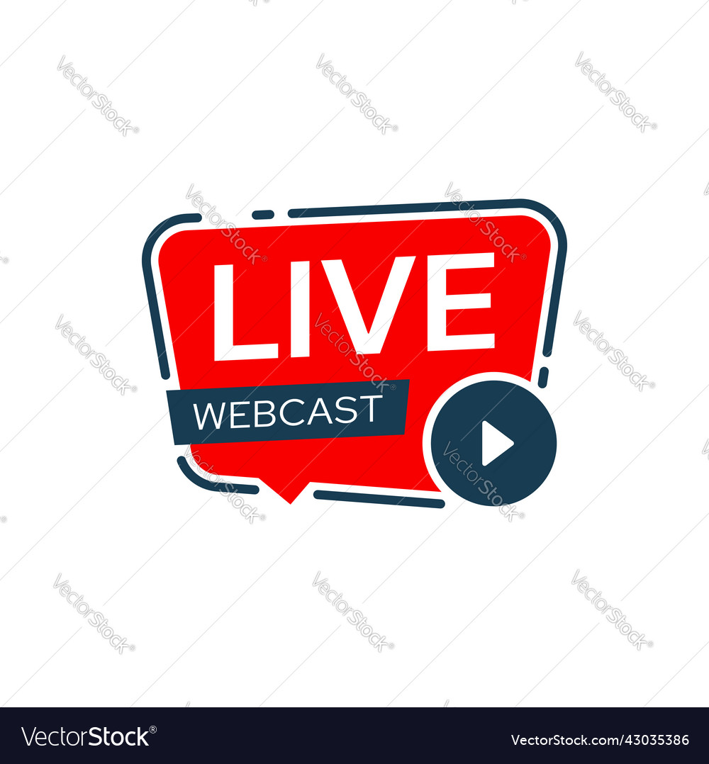 Live webcast icon or webinar sign with play button
