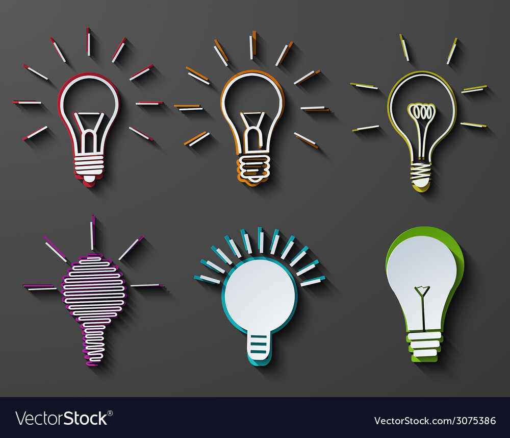 Modern idea icons set on dark background