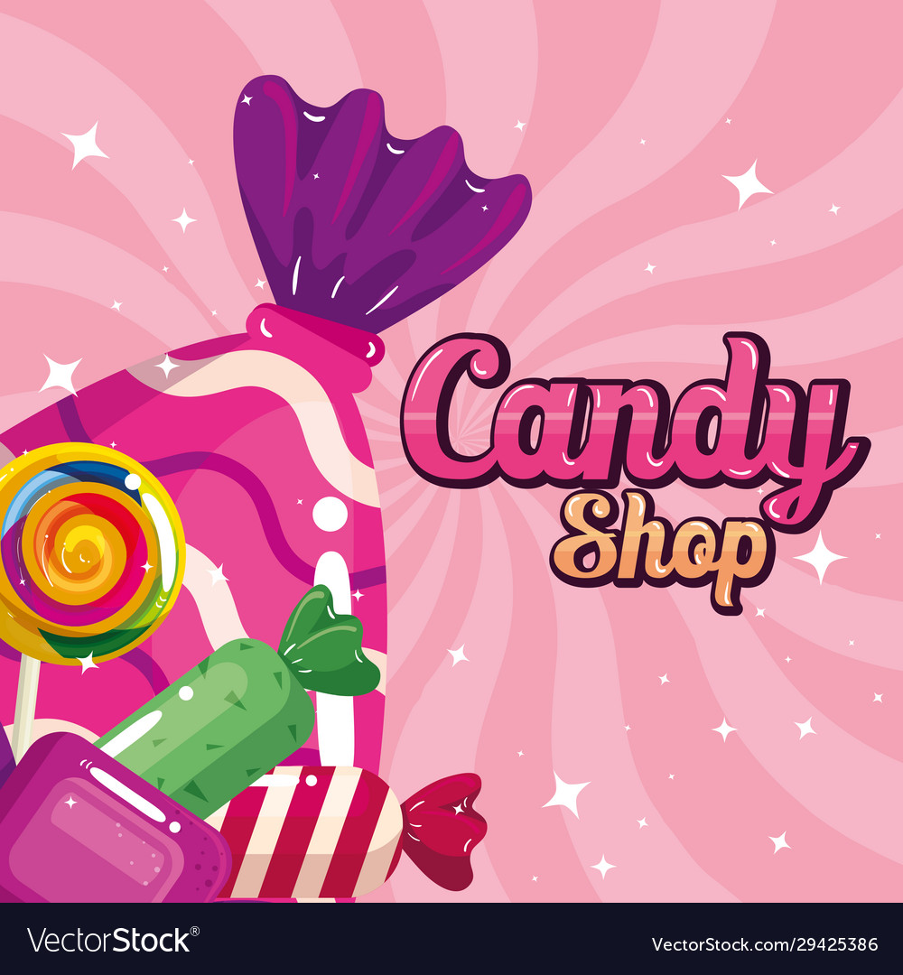 Poster candy shop with caramels Royalty Free Vector Image