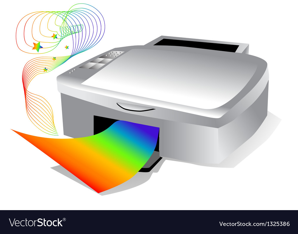 Printer with colored paper Royalty Free Vector Image