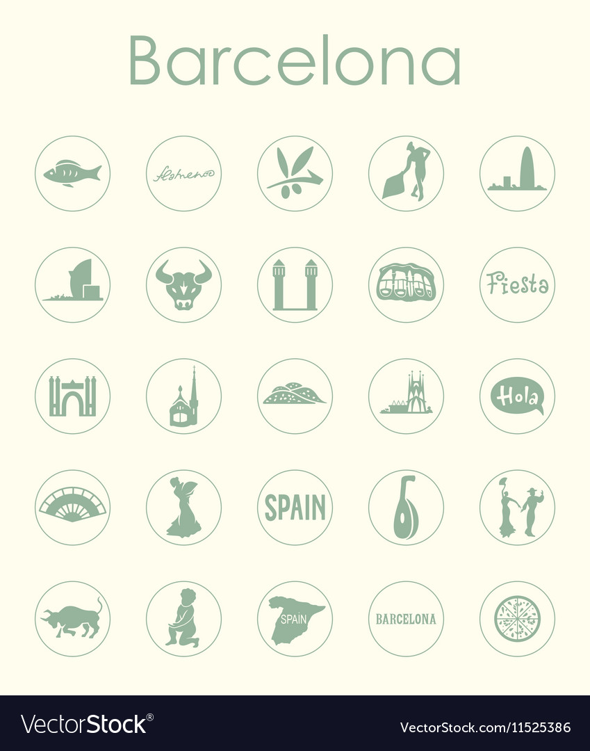 Set of barcelona simple icons