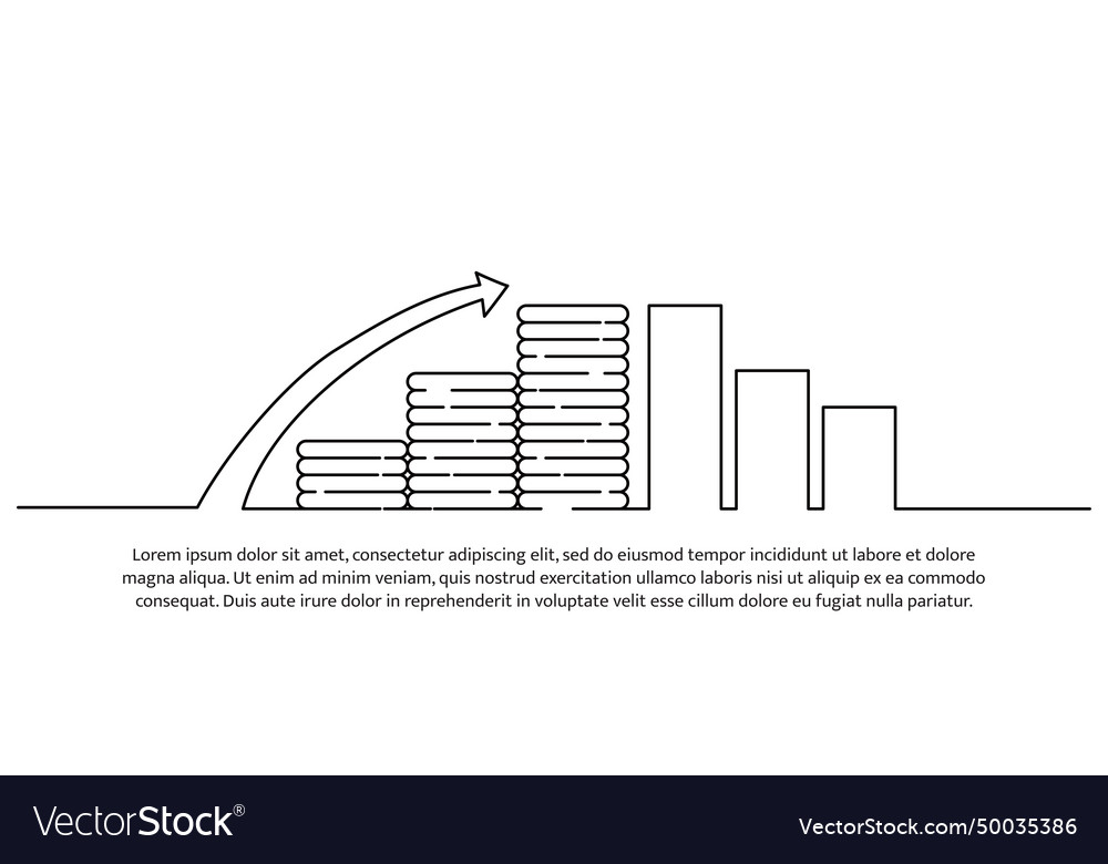 Simple continuous line design of growth chart vector image Simple continuous line design of growth chart