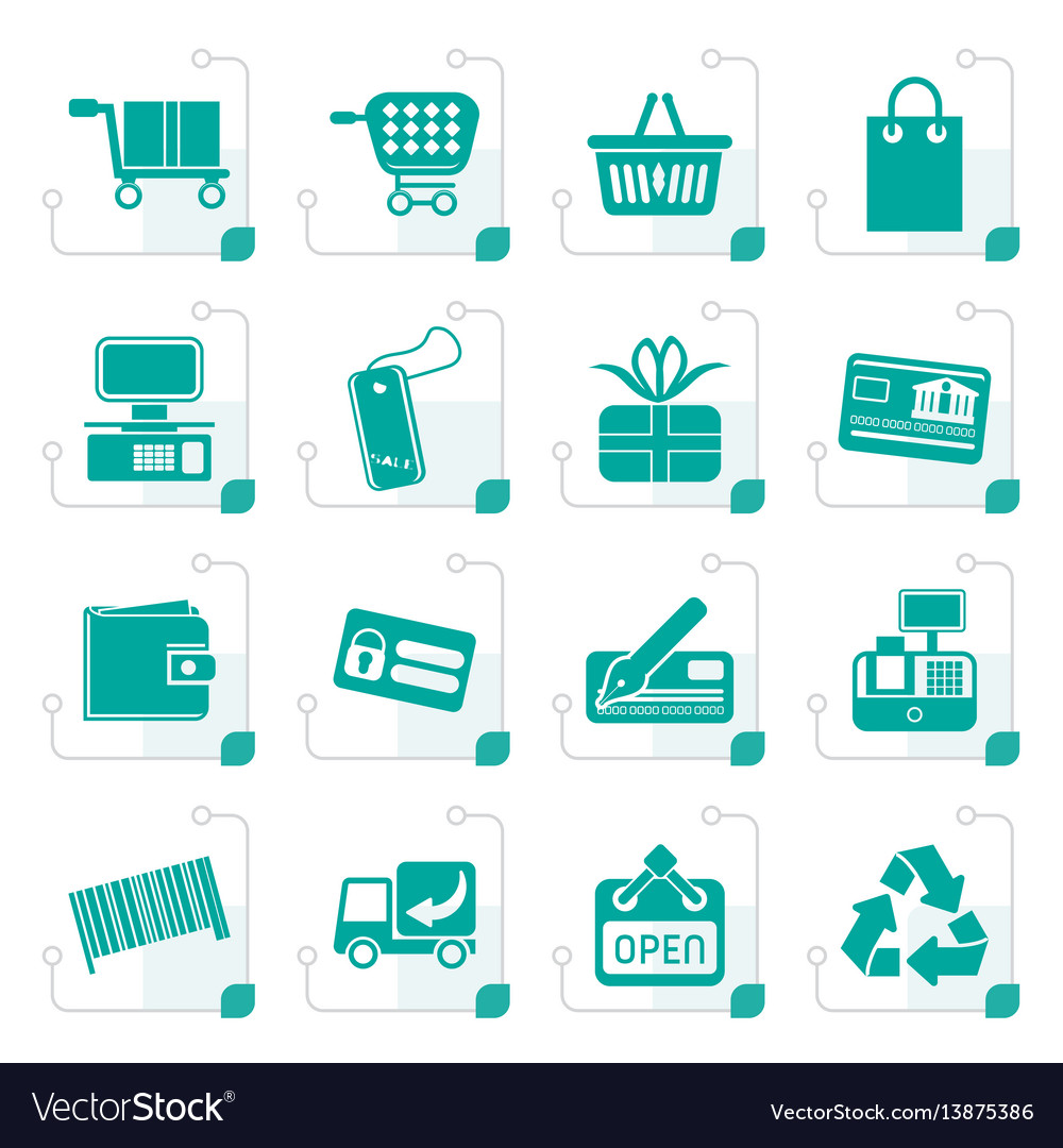 Stylized simple online shop icons