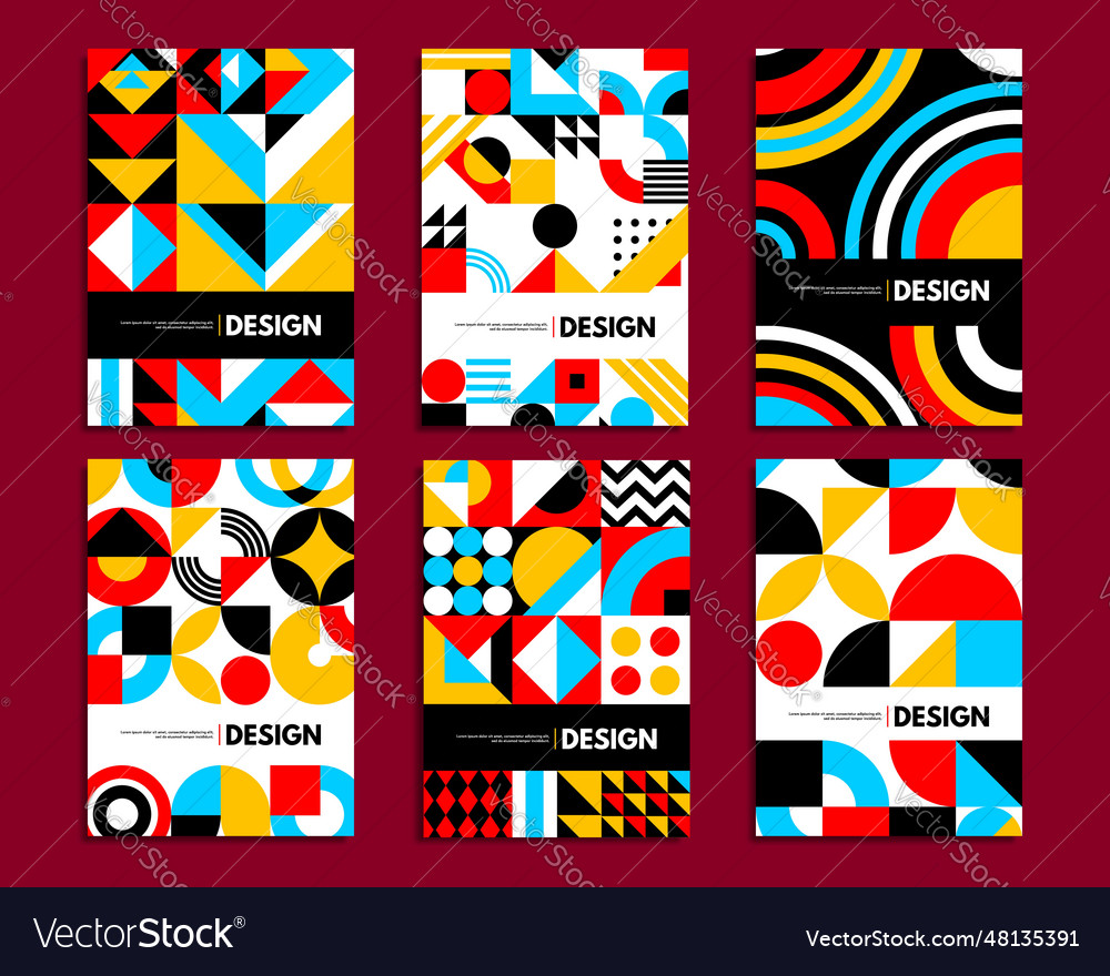 Abstract Bauhaus Posters With Geometric Pattern Vector Image