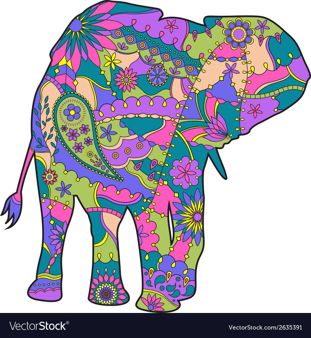 Colorful Elephant Silhouette Royalty Free Vector Image - Colorful Elephant Silhouette Royalty Free Vector Image