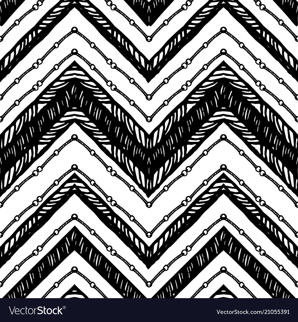 Hand drawn pattern zigzag and stripe line vector image Hand drawn pattern zigzag and stripe line