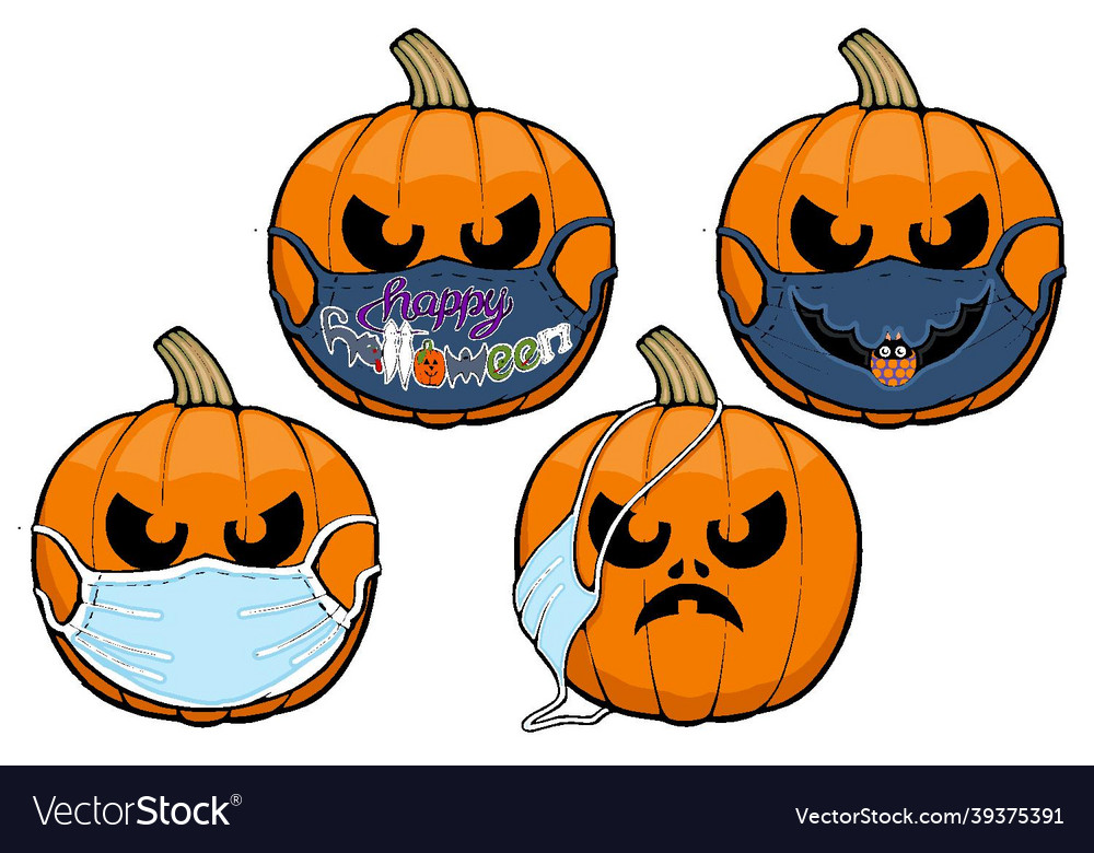 Jack o lanterns Tragen covid19 masks halloween