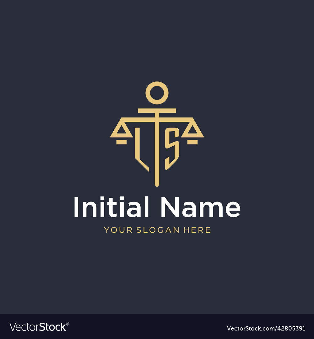 Ls initial monogram logo with scale and pillar