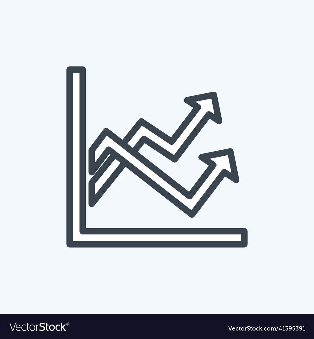 Multiple line graph icon in trendy style vector image Multiple line graph icon in trendy style