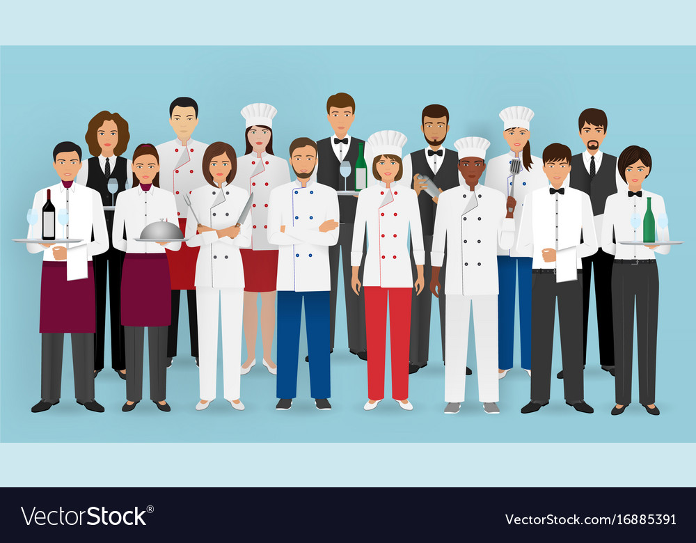 Restaurant Team Concept In Uniform Group Of Vector Image