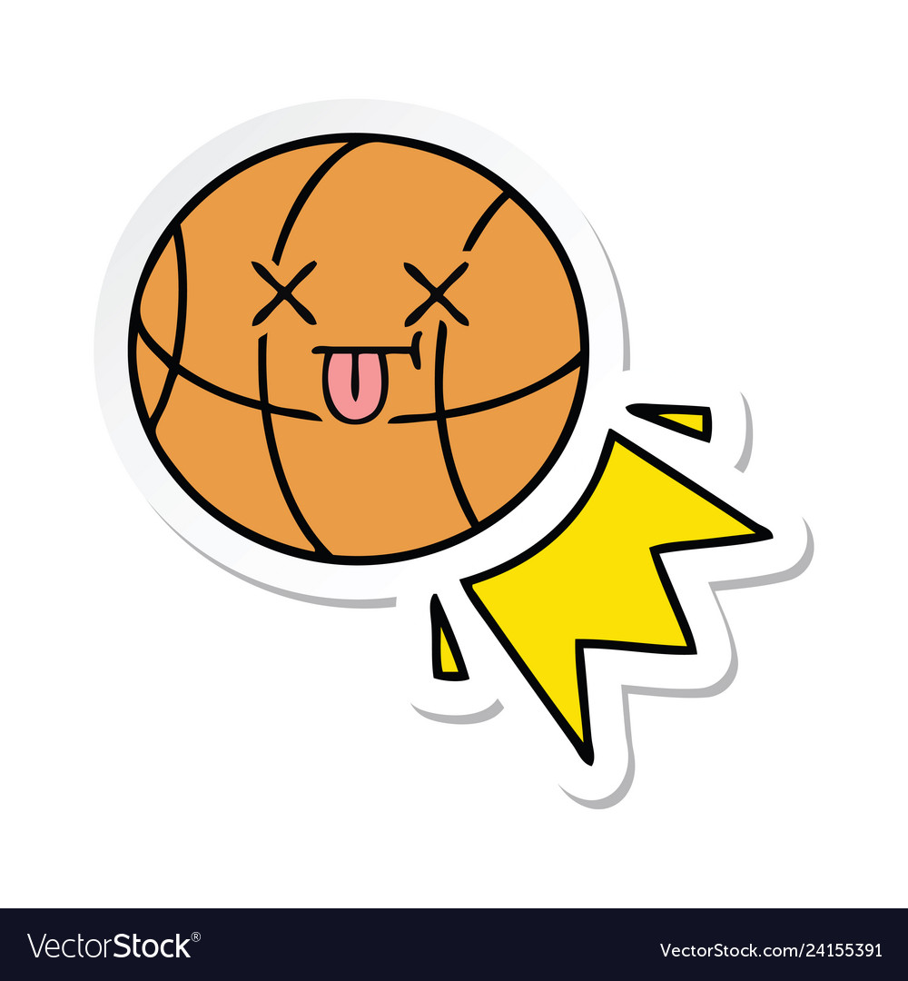 Sticker of a cute cartoon basketball