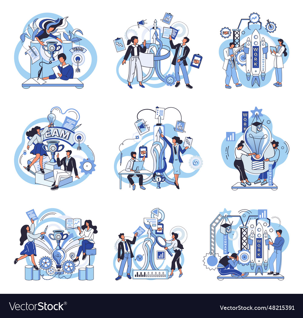 Team solving complex problems teamwork vector image Team solving complex problems teamwork