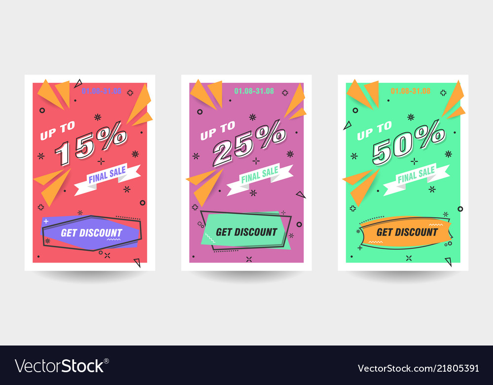 Trendy flat geometric banner set