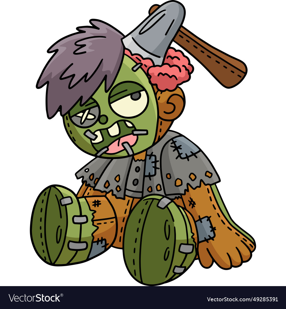 Zombie plushie cartoon colored clipart