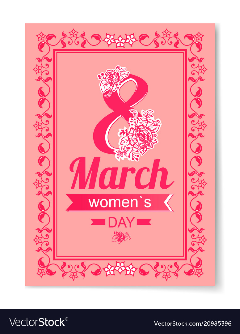 8 march womens day best wish postcard swirly frame