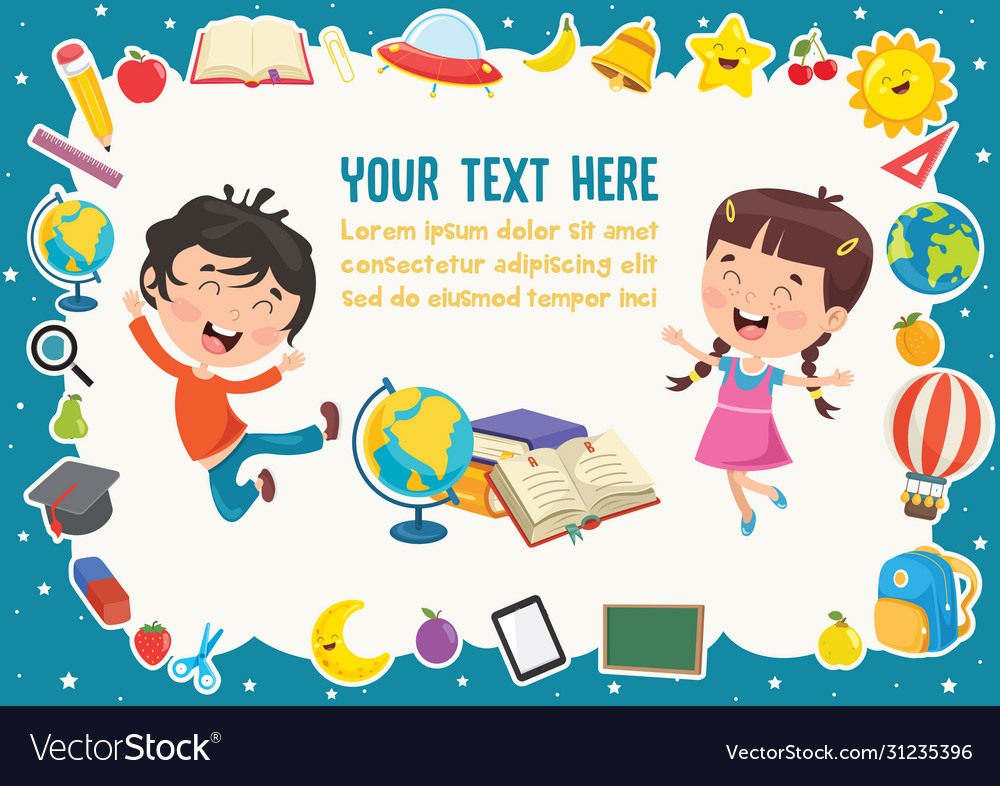 Colorful template with children Royalty Free Vector Image