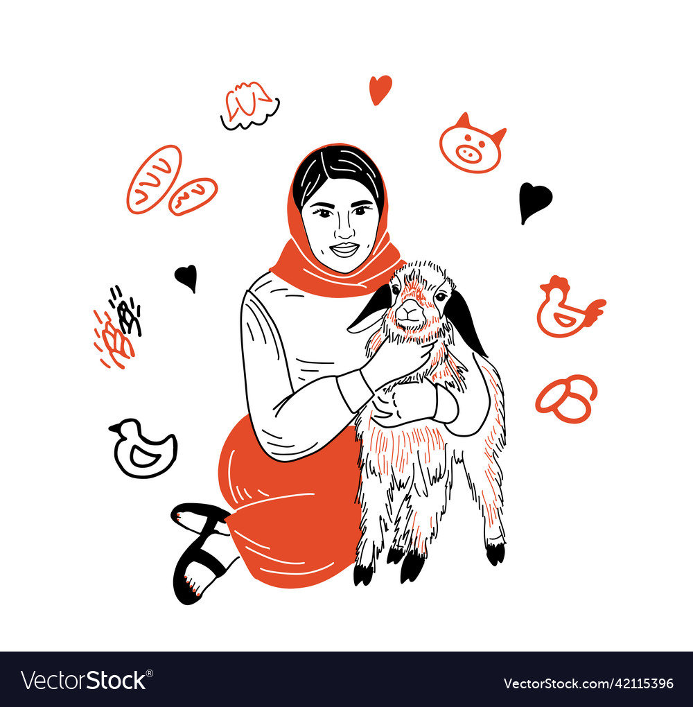 Bauernmädchen mit einem kleinen Kind vector image Bauernmädchen mit einem kleinen Kind