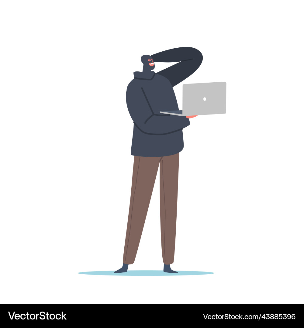 Hacker with laptop isolated on white background Vector Image
