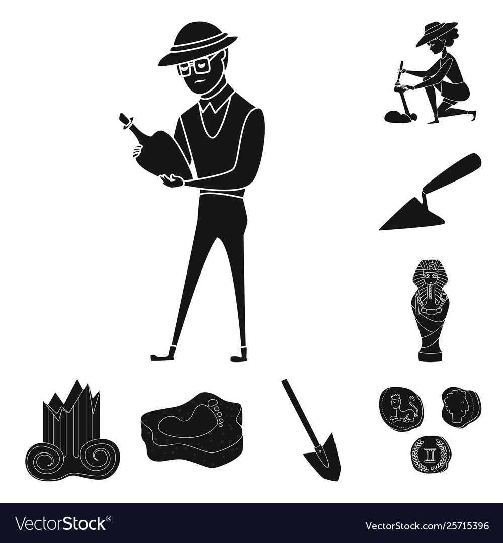 Isolated object museum and attributes icon set