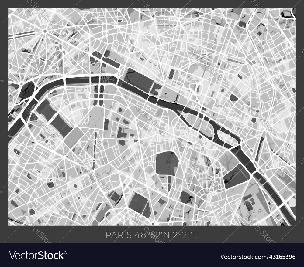 Paris Map - Abstract Monochrome Design Royalty Free Vector