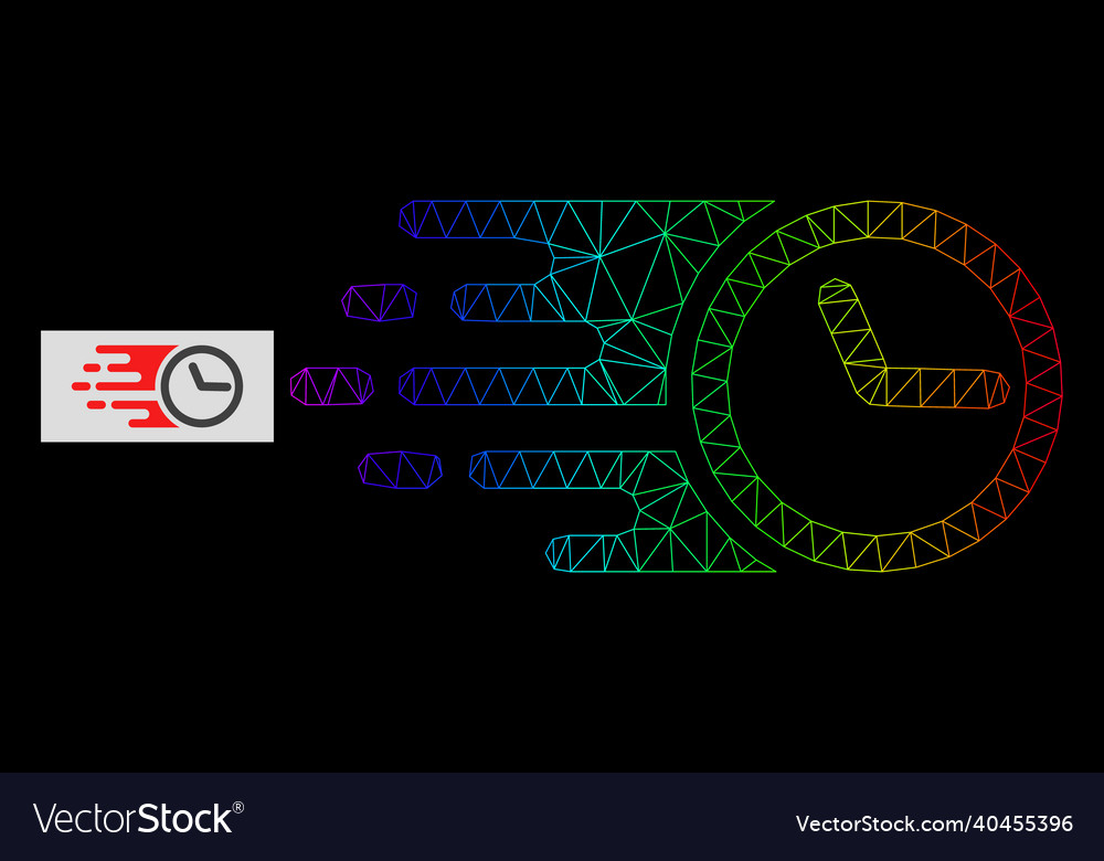 Rainbow gradiented polygonal mesh clock icon vector image Rainbow gradiented polygonal mesh clock icon