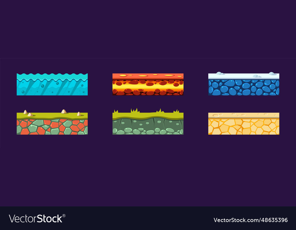 Seamless ground texture and game level platform vector image Seamless ground texture and game level platform