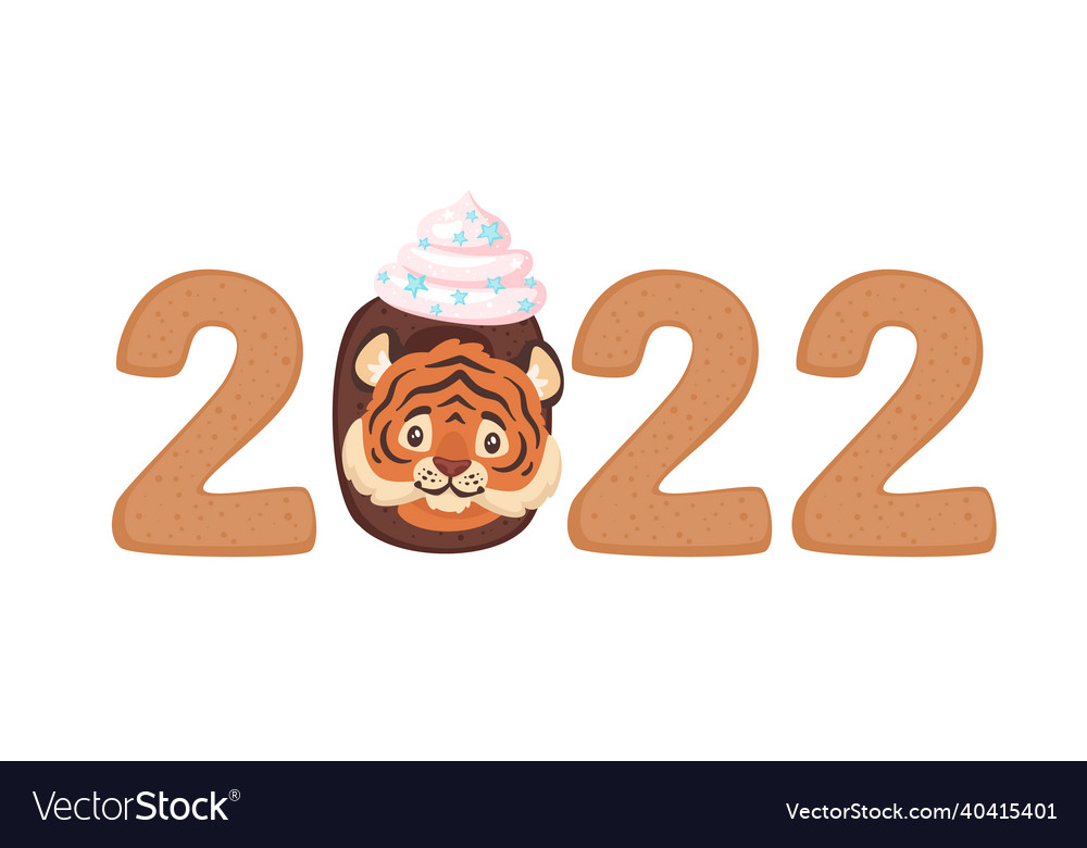 2022 new year banner with figures and tiger