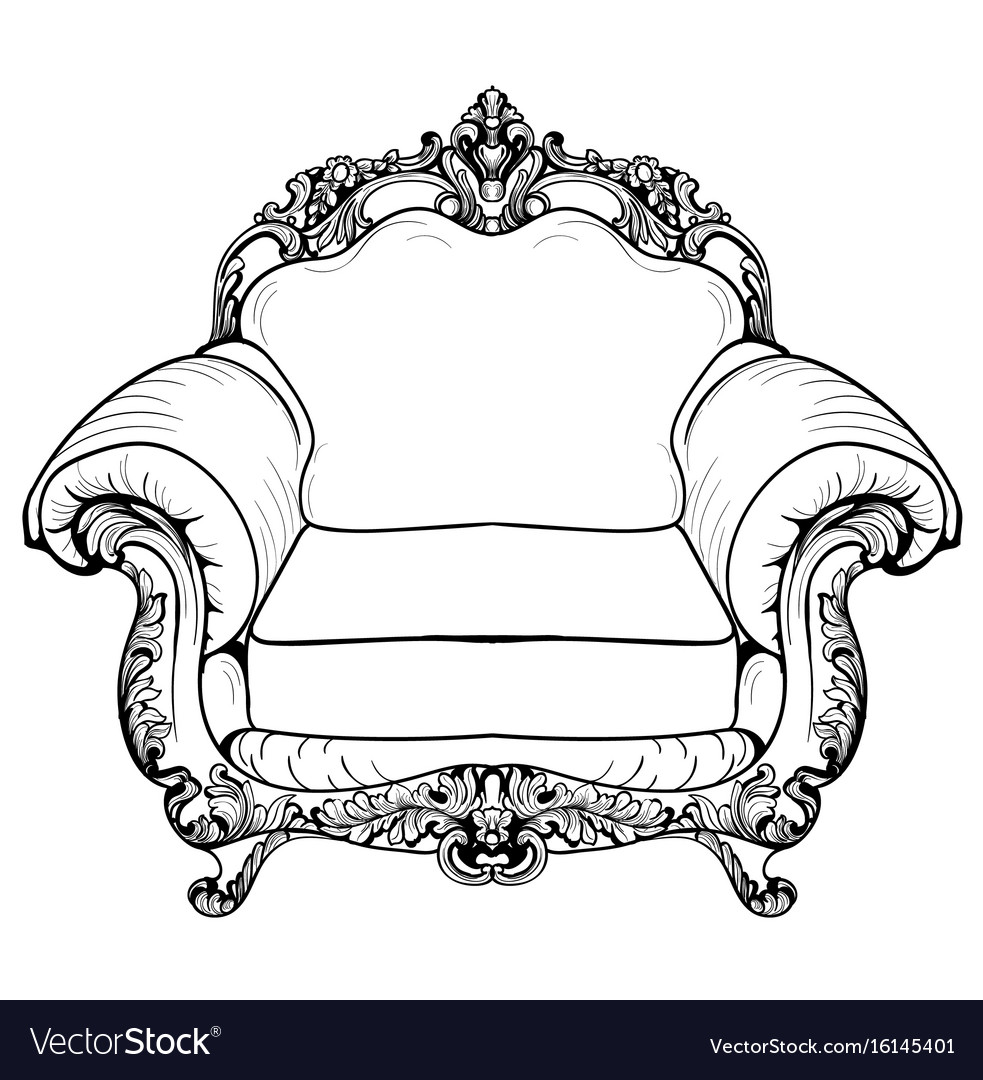 Baroque armchair with luxurious ornaments Vector Image