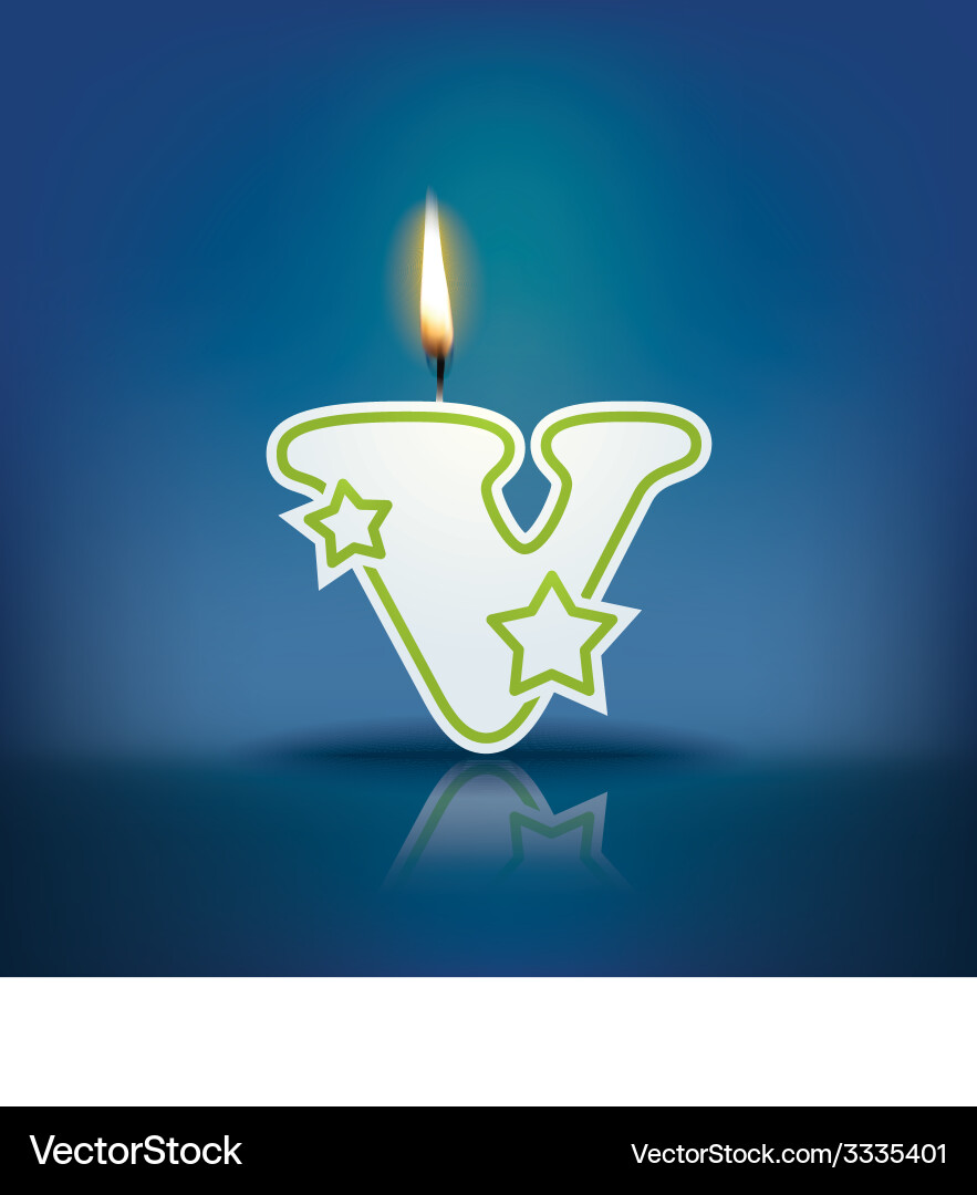 Candle Letter V With Flame Royalty Free Vector Image