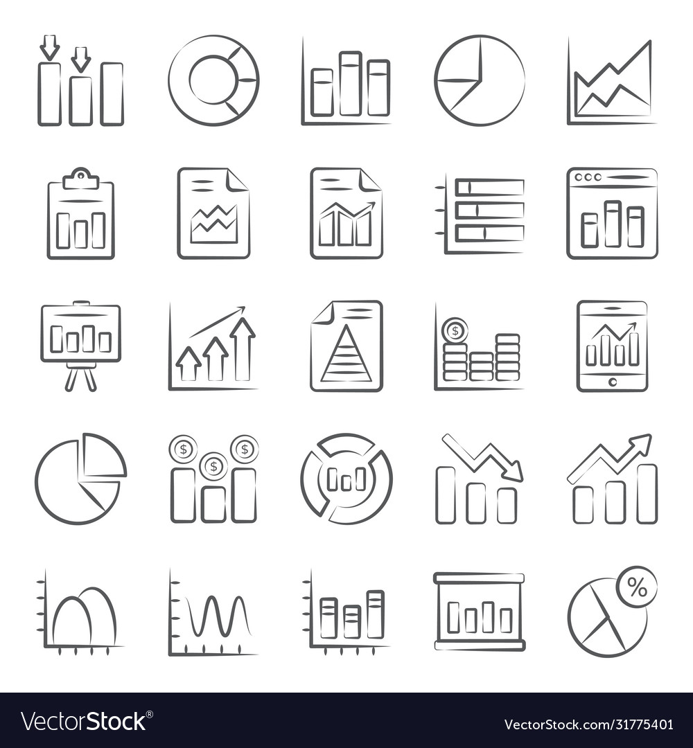 Datenanalyse doodle icons pack