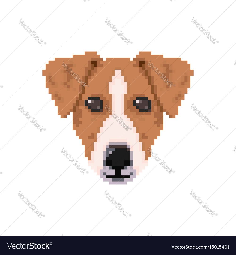 Jack russell Hundekopf im Pixel Art Style