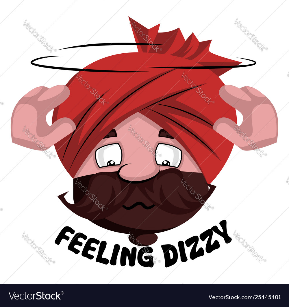 Man with turban is feeling dizzy on white