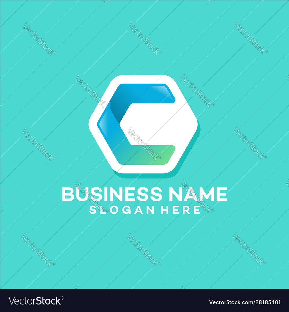 Modern hexagon c initial logo template Royalty Free Vector